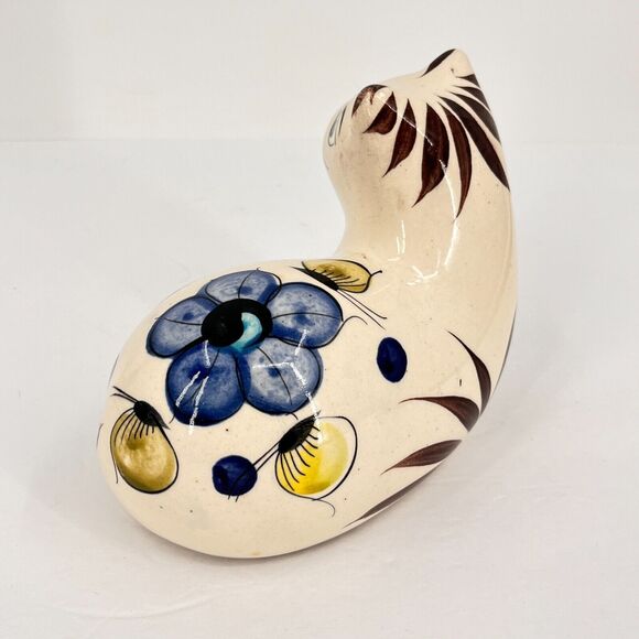 Tonala Cat Mexico Hand Painted Resting Cat Ceramic Figure - Picture 3 of 11